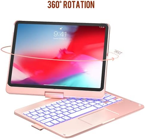 Caixa de 5ª geração do iPad Air do iPad com teclado, touchpad 7 litada de cor, 360 ° Rotatável, tampa fina com porta