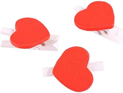 GOTOTOP Mini Heart Wooden Clip, 50pcs Red Hearts Mini prendedores de madeira artesanato Decoração de casamento Photo Photo Display