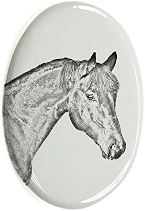 Art Dog Ltd. Baía Cavalo, lápide oval de azulejo de cerâmica com uma imagem de um cavalo