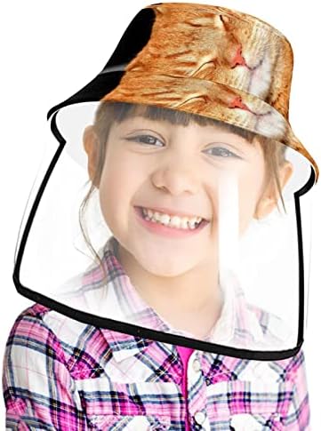 Chapéu de proteção para adultos com escudo facial, peixe -pescador chapéu anti -sol, animal de gato laranja adormecido