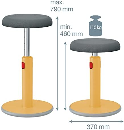 Leitz Active Sit Stand Doba, altura ergonômica ajustável de 46 cm a 79 cm de balanço, cadeira de mesa de escritório redonda,