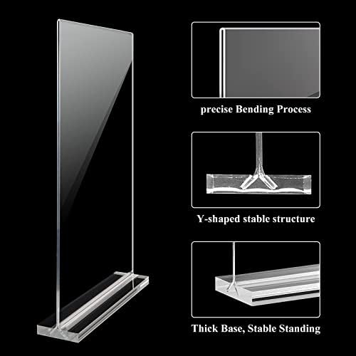 Suporte de sinal acrílico 5x7 polegadas acrílico T-formado em forma de dupla face stand Stand, suporte de tabela transparente