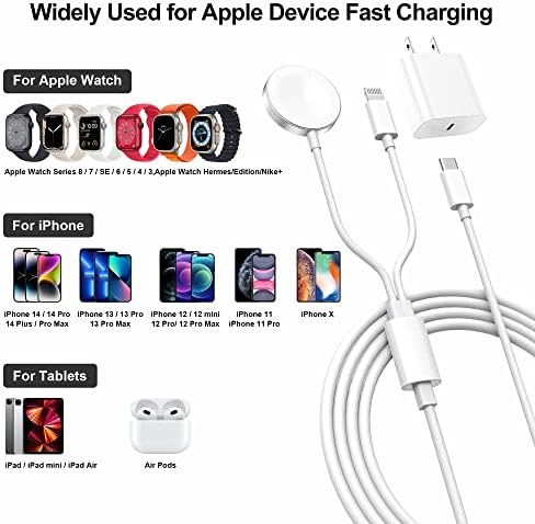 Apple Watch Charger [Apple MFI Certified] 2023 Atualizado 2-em 1 USB C CARRA RÁPIDO, CABO DE CARREGA MAGNÉTICO IWATCH SMART