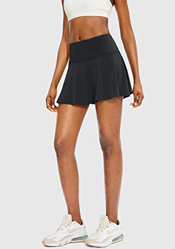 Saia de tênis de plissada Santiny para mulheres com 4 bolsos Saias de golfe atlético de cintura alta feminina para correr