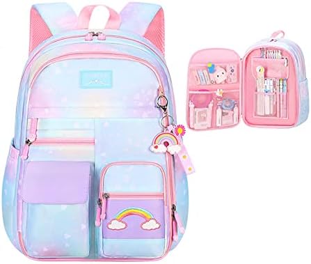 Mochila Rainbow Backpack para meninas, mochilas de laptop escolar de grande capacidade