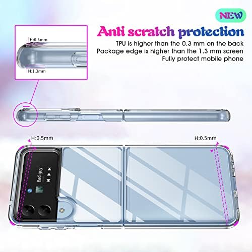 Dzxouui para Galaxy Z Flip 4 Case Crystal Clear Clear Ultra-Tosão de choques Anti-amarelo flexível Samsung Flip 4 Caixa