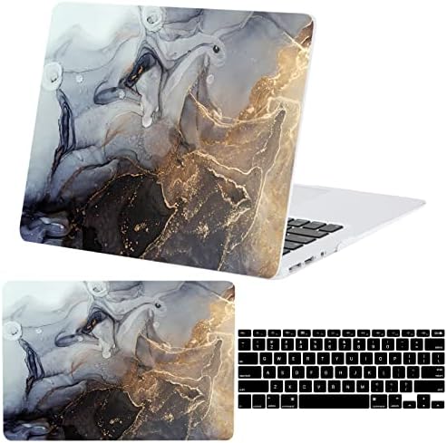 Miwasion Compatível com MacBook Air 13,3 polegadas, （Versão mais antiga 2010-2017 Modelos de liberação A1369 e A1466） com protetores de teclado, laptop plástico hard shell （mármore preto)