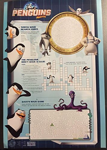 Os pinguins de Madagascar - 13,5 x20 D/s Pôster promocional original Poster 2014 Games raros