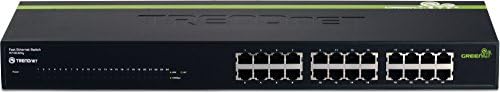 TrendNet 24-Port 10/100 Mbps GreenNet Switch, capacidade de comutação de 4,8 Gbps, plug & play, metal, montagem de rack, proteção