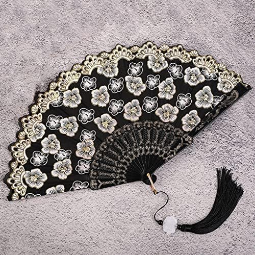 BKDFD Fan Fan Fan Floral Lace Ball Fã de Bola de Casamento Hot Gold Fan Dançando Props Home Decoration