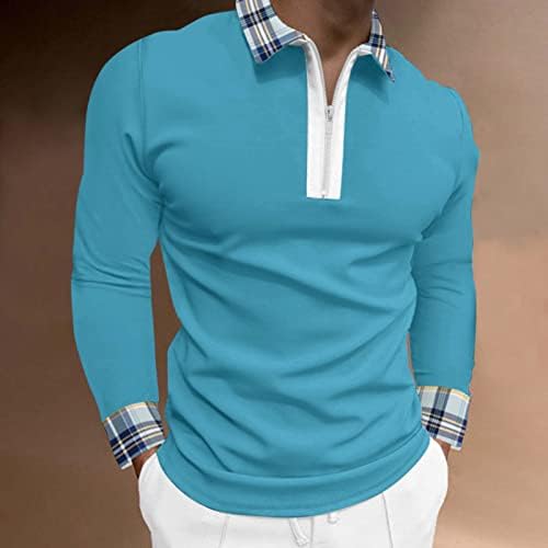 Camisas de pólo de golfe masculinas do ZDDO, trabalho de moda colorblock de retalhos de retalhos