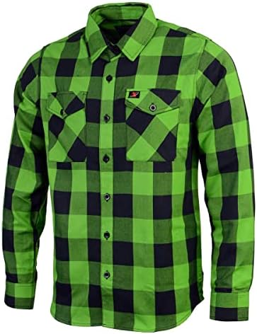 Nexgen Mng11656 Men's Black and Neon-Green Slave Longe Cotton Flannel Camisa