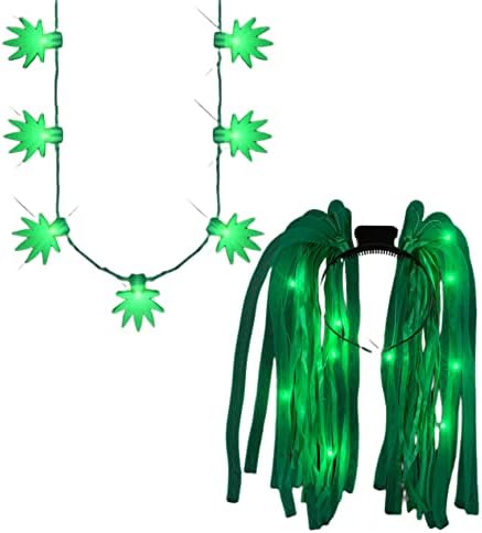 Blinkee 2 em 1 pacote iluminando os encantos jumbo folhas de panela e a bandana do macarrão liderado verde dreads piscando para