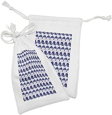 Ambesonne Whales Fabric bolsa Conjunto de 2, Padrão de Motivos Dolfinos e Baleleiais Divertidos e Amea, Padrão de Máscara e