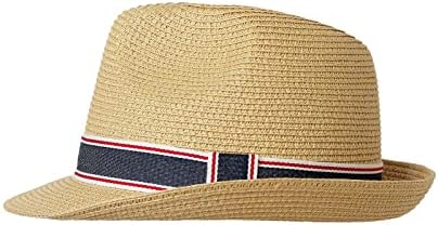 Tialarts palha fedora sol chapéu para homens mulheres abrevina praia de verão praia ao ar livre trilby chapéu bege/meio amarelo
