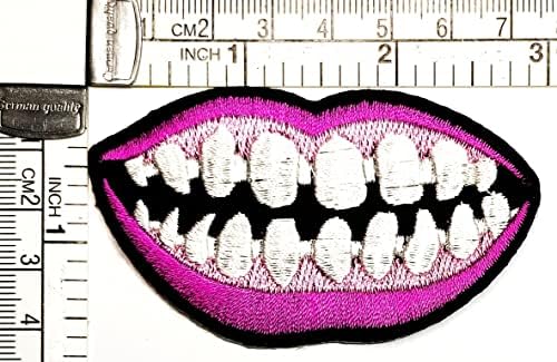 Kleenplus 3pcs. Pontos de desenho animado roxo Patch de lábios bordados na boca de ferro no crachá costurar em roupas de remendo roupas