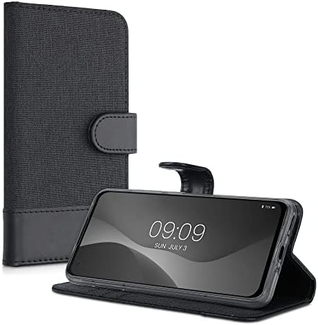 Caixa da carteira Kwmobile Compatível com ASUS ZenFone 8 - Tabela de caixa de caixa e capa de telefone de couro falso - Antracite/Black