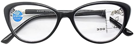Zukky Progressive Multifocus Reading Glasses for Women Blue Light Blocking Readers Vintage Eye Black Large Frame AM38-5