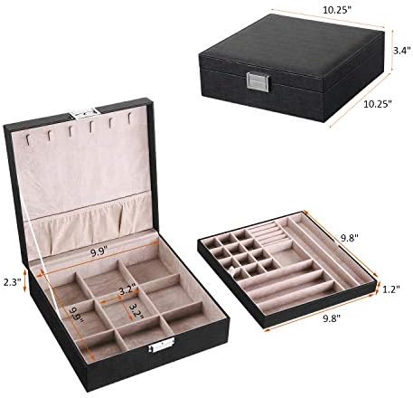 Caixas de jóias bewishome para mulheres 35 Compartimentos Organizador de jóias Caixa 2 Camadas Caixa de armazenamento