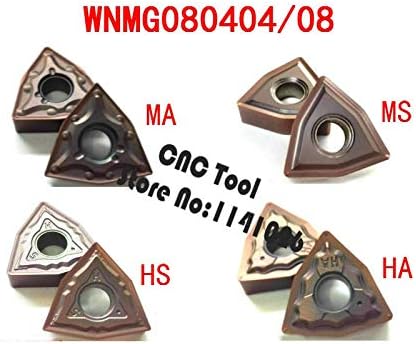 FINCOS 10PCS WNMG080404/WNMG080408 HA/HS/MA/MS CNC CARBIDE INSERTAS, ferramenta de torno, usada para aço e aço inoxidável