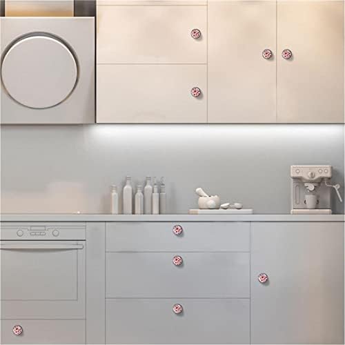 Tbouobt 12 maçanetas de armário de cozinha puxadores, botões de gaveta para porta moderna de móveis de armário, padrão de folhas de bordo vermelho
