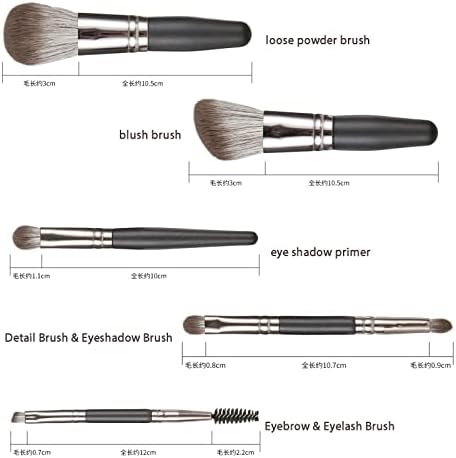 Bruscos de maquiagem de 5 pcs Definir fibra de cabelo macio mini portátil pó de blush solto para sombra, fundação, blush e corretivo