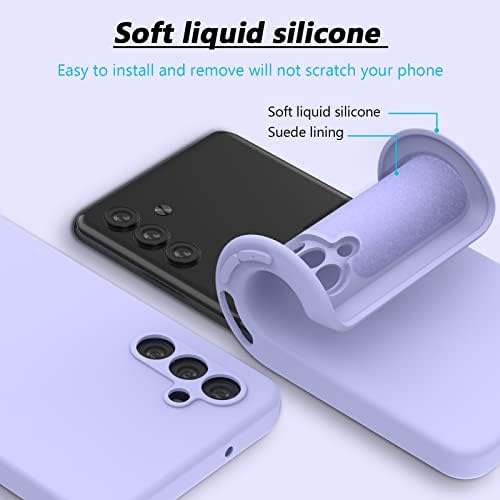 HeeGase para 14 5G de capa de telefone com 3 protetores de tela de vidro temperados, TPU de silicone líquido macio com microfibra