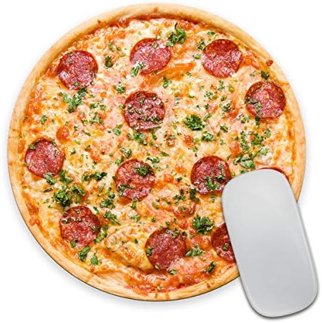 Smooffly Pizza Round Mouse Pad, Paganete de pizza de pepperoni, almofada de mouse adolescente, montanha -russa de pizza, almofada