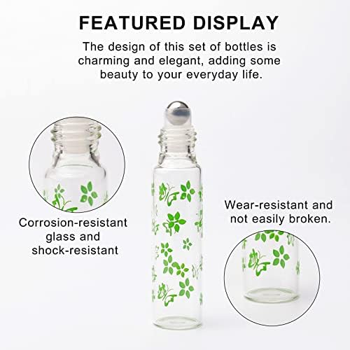 Jiuwu 10ml Garrafas de rolos de vidro recarregáveis, rolagem de vidro verde de 12pcs em garrafas vazias sobre perfume de vidro