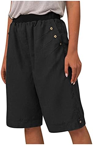 Shorts de caminhada feminina com bolsos shorts longos pretos para mulheres Saias de Skorts Negras para Mulheres Mulheres Black Black Athletic Sho