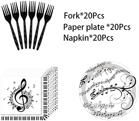 60 peças Music Party Supplies Decorações de tabela Conjunto de decorações, notas musicais de karaokê de papel de parques de papel de guardana