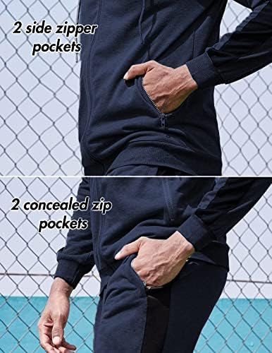 TRACHO DE MENS COOFANDY com bolsos com zíper Full Zip Hoodie Sorto 2 Peças Athletic Sports Casual Sweat Suits