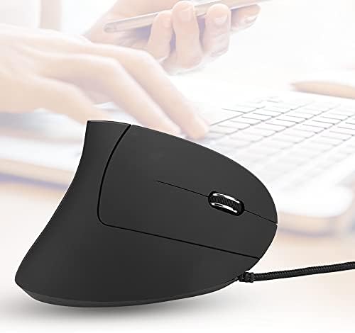 Mouse ergonômico de PUSOKEI 3200DPI Mouse de jogos vertical óptico, mouse ergonômico ajustável 6D com LED colorido, plugue e reprodução