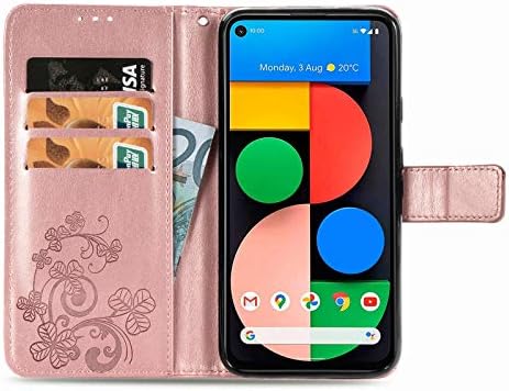 Lemaxelers Google Pixel 4A 5G Case Bling Clover Caixa de carteira com slots de cartão Tampa de choque de couro PU PU