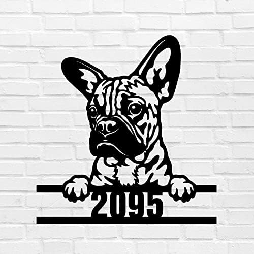 Alioyoit Metal Sign Metal Números de endereço de casa personalizada com cães barra de metal personalizada sinal de aço