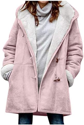 Jaquetas casuais femininas e felizes de lã de lã forrada mais grossa com capuzes de alojamento quente com caldo de