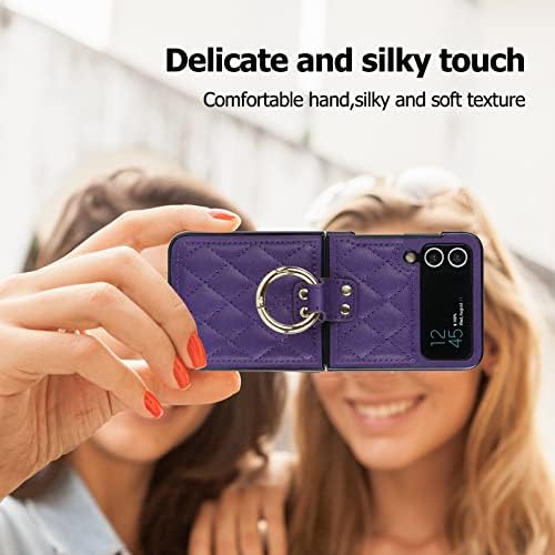 Caixa Galaxy Z Flip 3 com anel, capa traseira premium da capa anti-riscada à prova de choque para Samsung Z Flip 3 5G