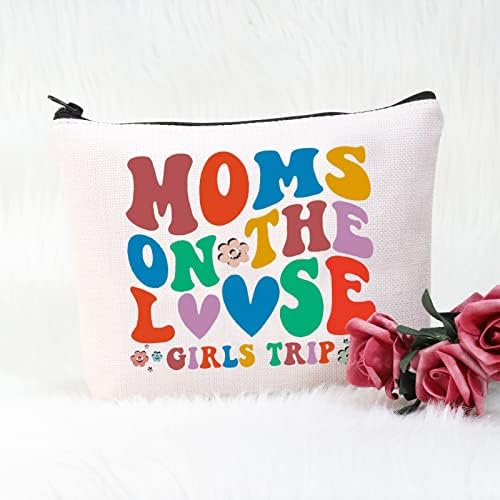 Pofull Mom Fetaway Gift Moms na bolsa de maquiagem da garota solta com zíper para o dia das mães