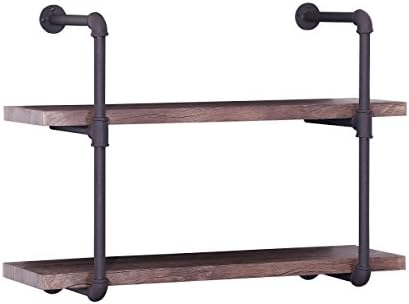 Christopher Knight Home Caden Industrial Two Tier Faux Wood Wall Mounted prateleira, acabamento, marrom escuro + textura marrom