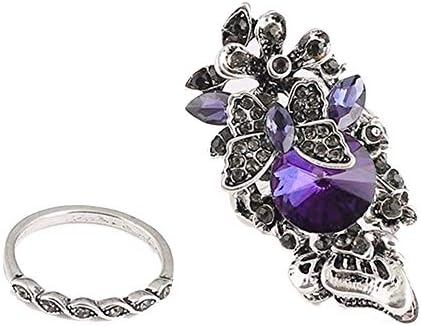 Mulheres prometem anel de jóias de moda retro safira e ametista incrustam anel de borboleta de duas peças vintage rings