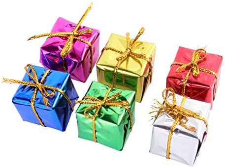 Nuobesty 60pcs Árvore de Natal Pequena caixa de presente pendurado decorações de papel alumínio caixas que envolvem caixas