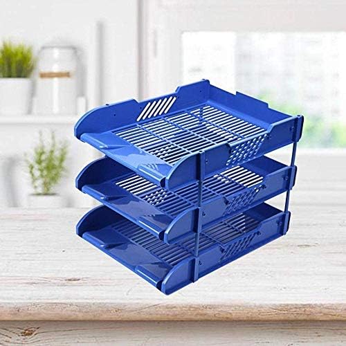 Gabinete/rack de arquivo mtylx, 3 bandeja de bandeja de desktop bandeja de plástico azul 25 33 25cm