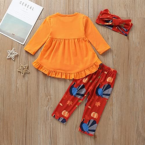 Synia criança bebê meninas roupas de manga longa Tops Dress Vestor Halloween Pumpkin calça impressa com roupas de fita