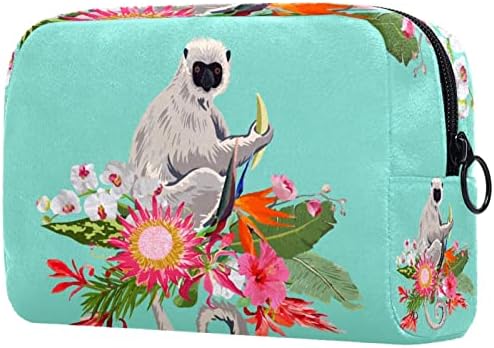 TBOUOBT SACOS COSMETOS Sacos de maquiagem para mulheres, pequenas bolsas de maquiagem Sacos de viagem, Flor de Macaco Animal de Cartoon