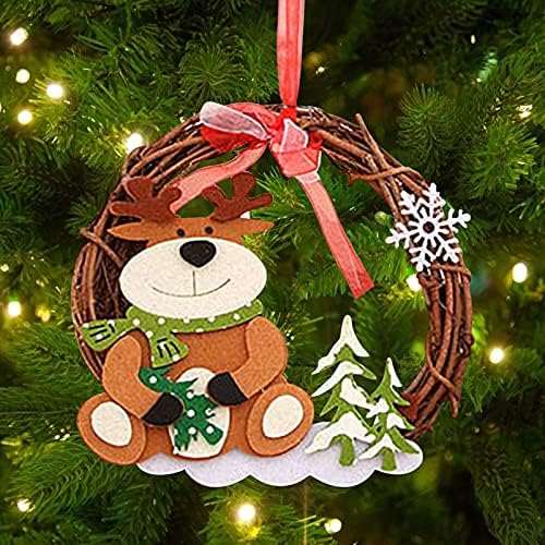 Yiisu l9fi7i Decorações de Natal Papai Noel Small Vines Circle Wreath Pingents Pingents Children's Christmas Tree