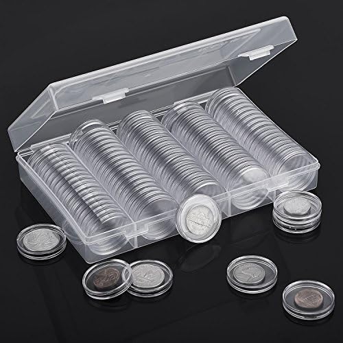 HiCarer 30 mm Cápsulas de moedas redondo caixa de moedas plásticas com caixa de organizador de armazenamento para suprimentos