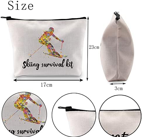 Pofull Skiing Bag Skiing Team Gifts Skiing Survival Kit para amante de esqui Presente de esqui para os entusiastas da bolsa de cosméticos