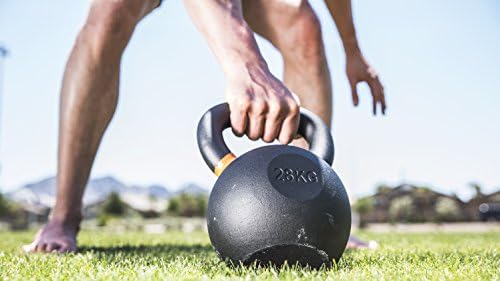 Garage Fit Powder Coated Kettlebells com marcações LB e KG - Treinamento de força, condicionamento funcional, pliometrics