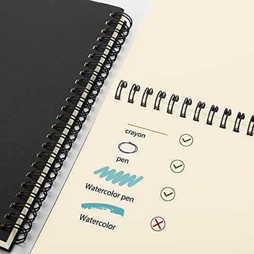 Labuk 2 Pacote A5 Notebook em espiral 100 páginas Blank Sketchbook Pad Padrões de cadernos não forçados capa macia Kraft Journal 8.3