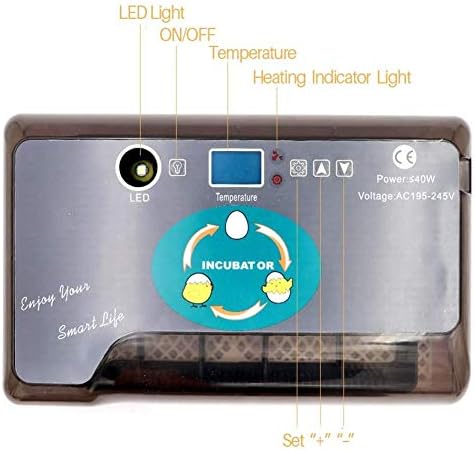 ALREMO 103234536 Incubadora de ovo Digital Turnating Automatic LED Light com janela de visualização transparente